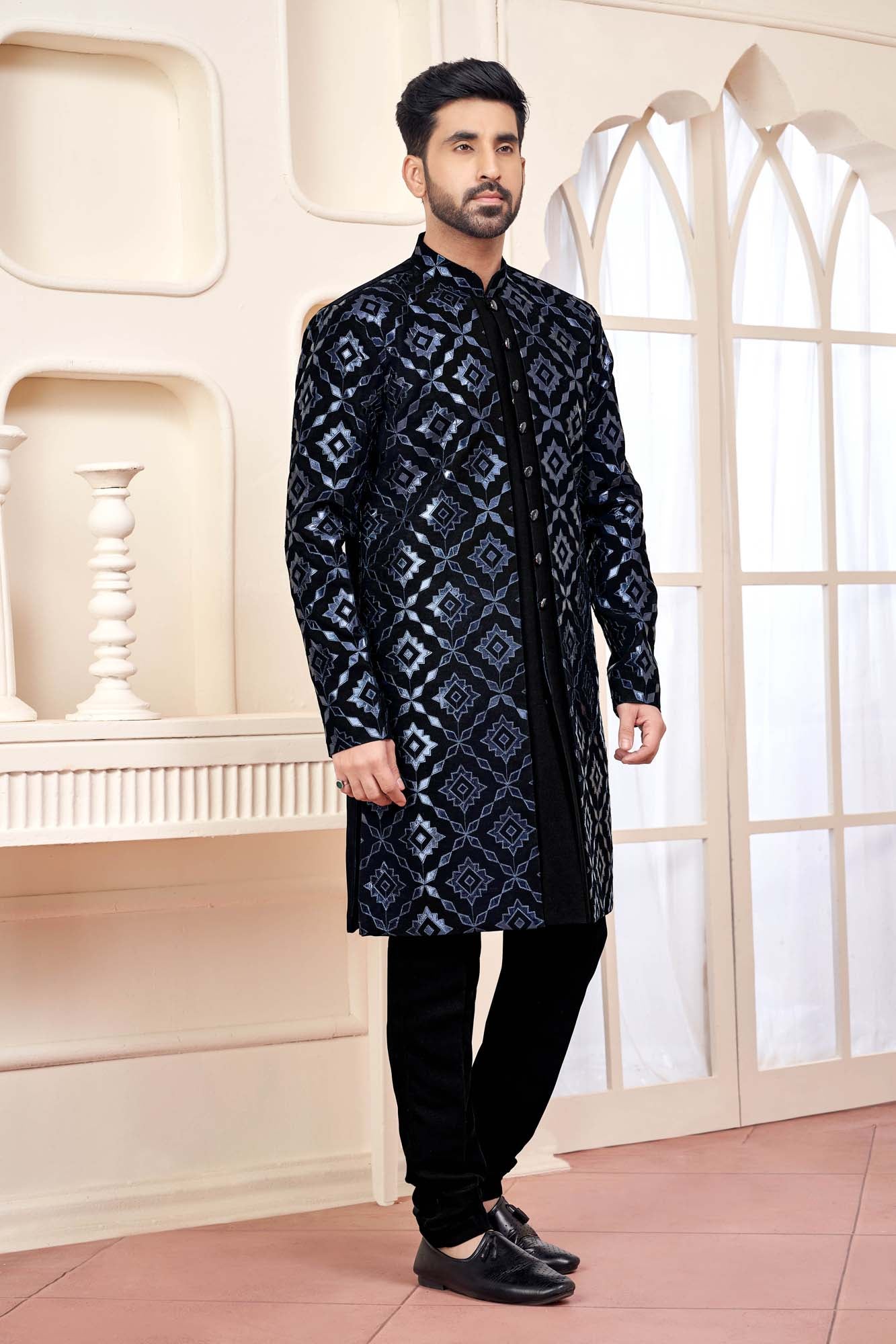 Black Indo-Western Outfit With Striking Mirror Work