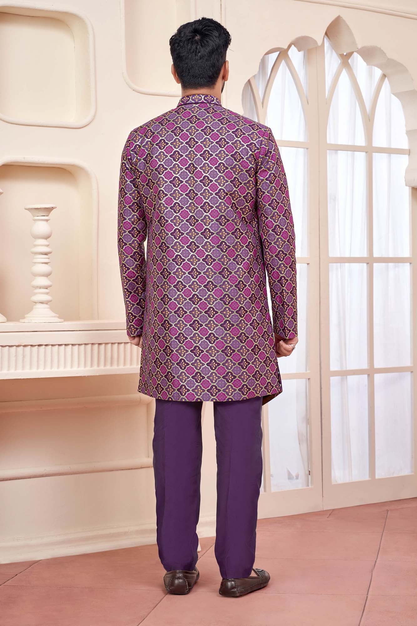 Dark Purple Indo-Western Outfit With Intricate Embroidery