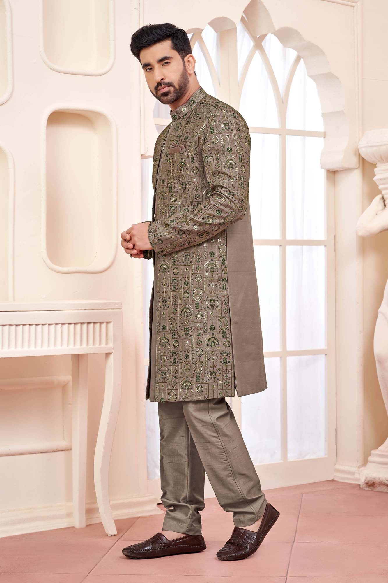 Mehndi Green Indo-Western Outfit With Exquisite Design