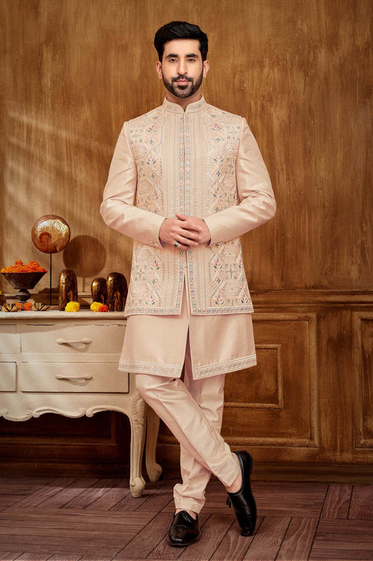 Men'S Embriodered Jackt And Indo Western Set