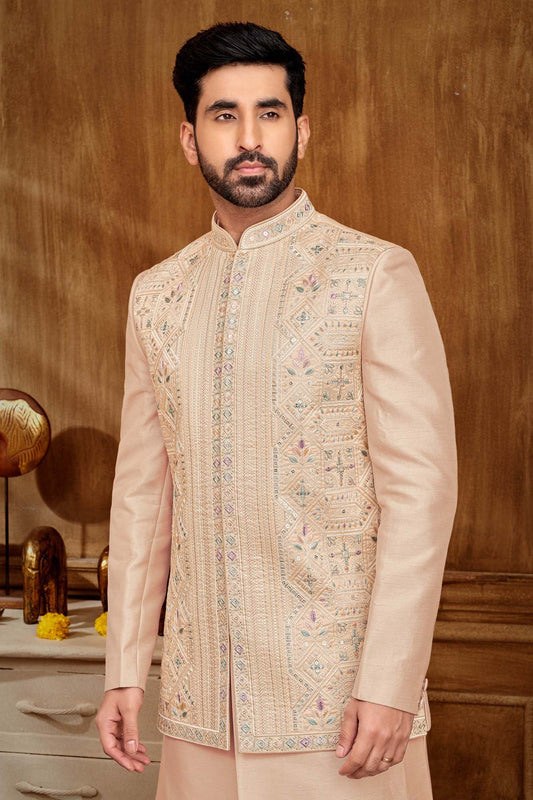 Men'S Embriodered Jackt And Indo Western Set